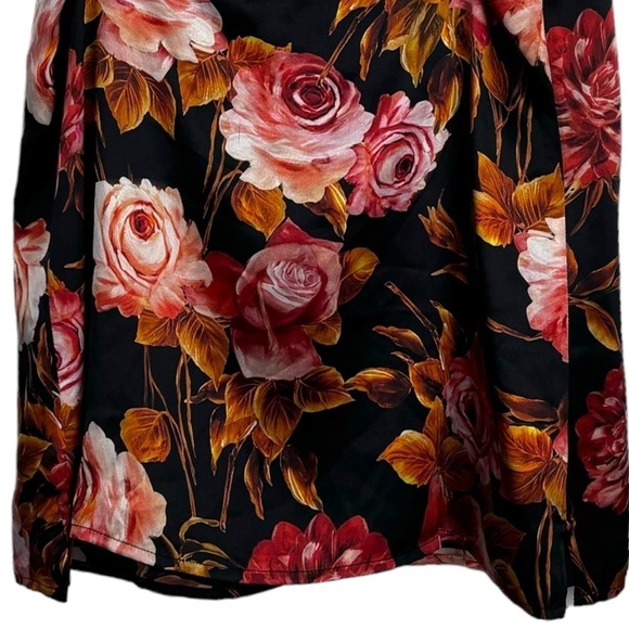 L’AGENCE JANE ROSA BASALT FLORAL ROSE SILK CHARMEUSE SPAGHETTI CAMISOLE TANK TOP - Picture 8 of 13